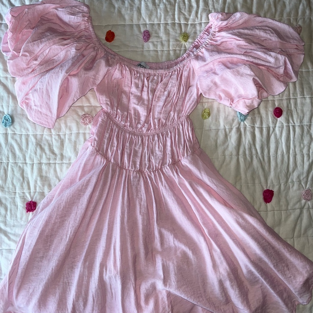 Princess Polly Pink Puff Sleeve Smocked Dress